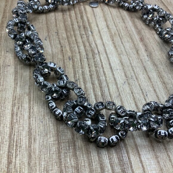 J. Crew Rhinestone Crystal Gun Metal Chain Link Necklace - Picture 1 of 7